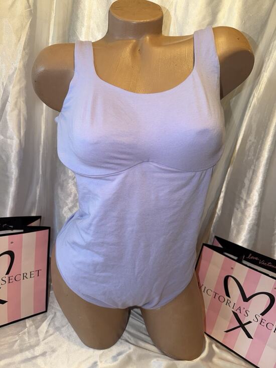 Victoria's Secret Tops - Victorias Secret Bodysuit Thong Purple Cotton Underwire XL
